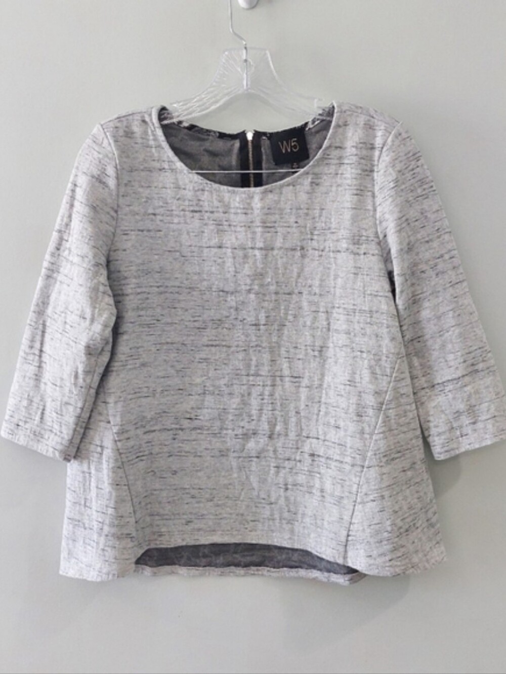 W5 Women's Blouse Medium Gray Space Dye Half Sleeve Zipper Back